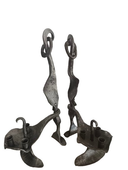 Paire de bougeoirs — luminaire de Georges Charpentier, dit Gino, sculpteur